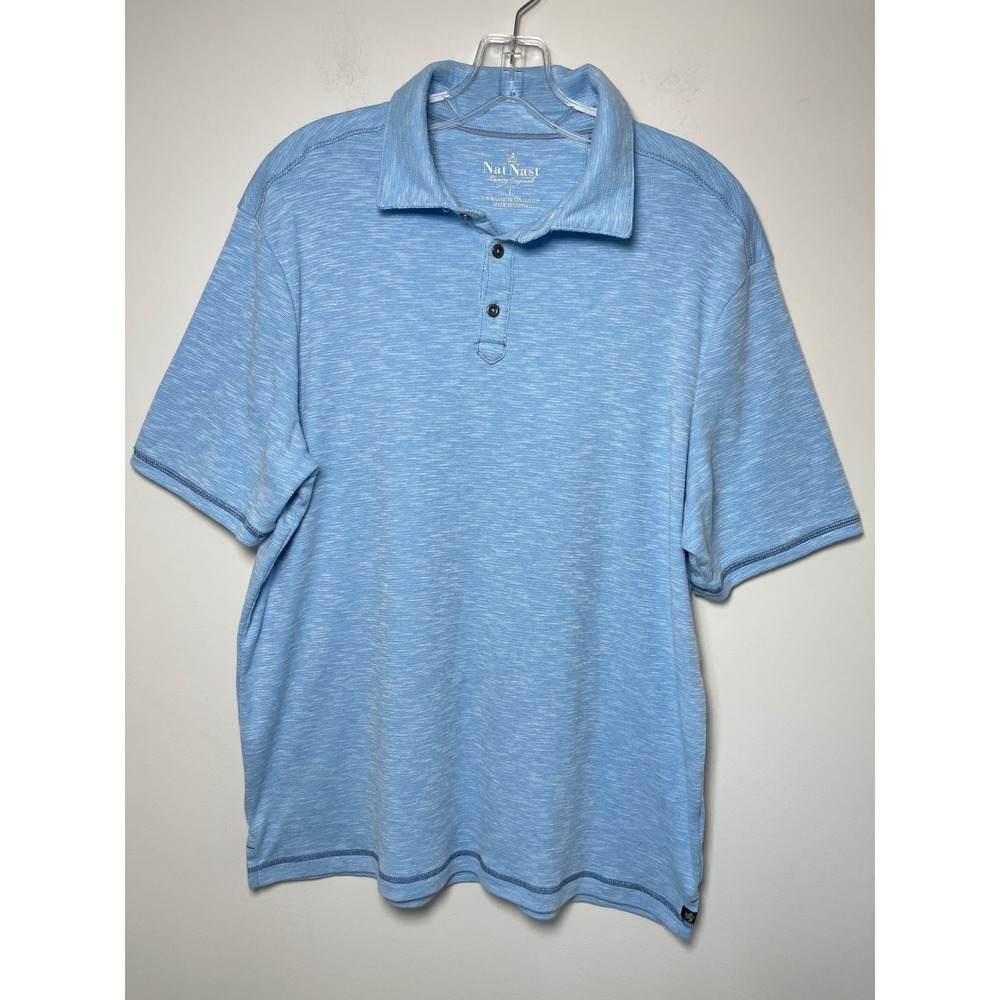 Nat Nast Luxury Originals Mens L Light Blue Space Dye Polo Shirt Preppy Coastal
